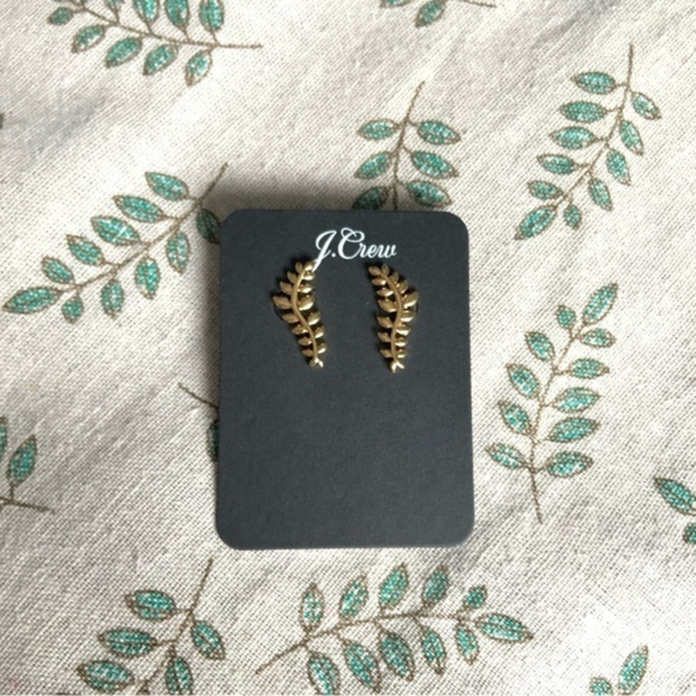 NEW J.Crew Gold Leaf Earrings